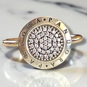 SOLD.—- Pandora Two-Tone Ring with Sparkling Center